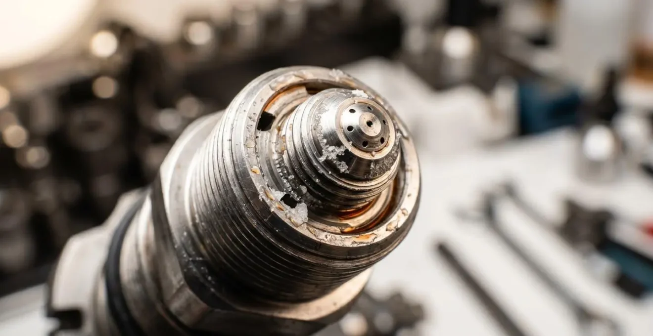 Close-up view of AdBlue system components showing proper maintenance technique