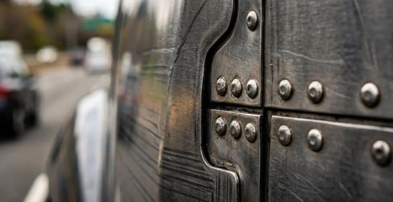 Close-up visualization of air resistance and drag forces on truck surfaces at highway speeds