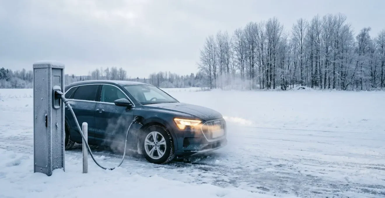 Electric vehicle battery thermal management system warming battery pack before winter fast charging session