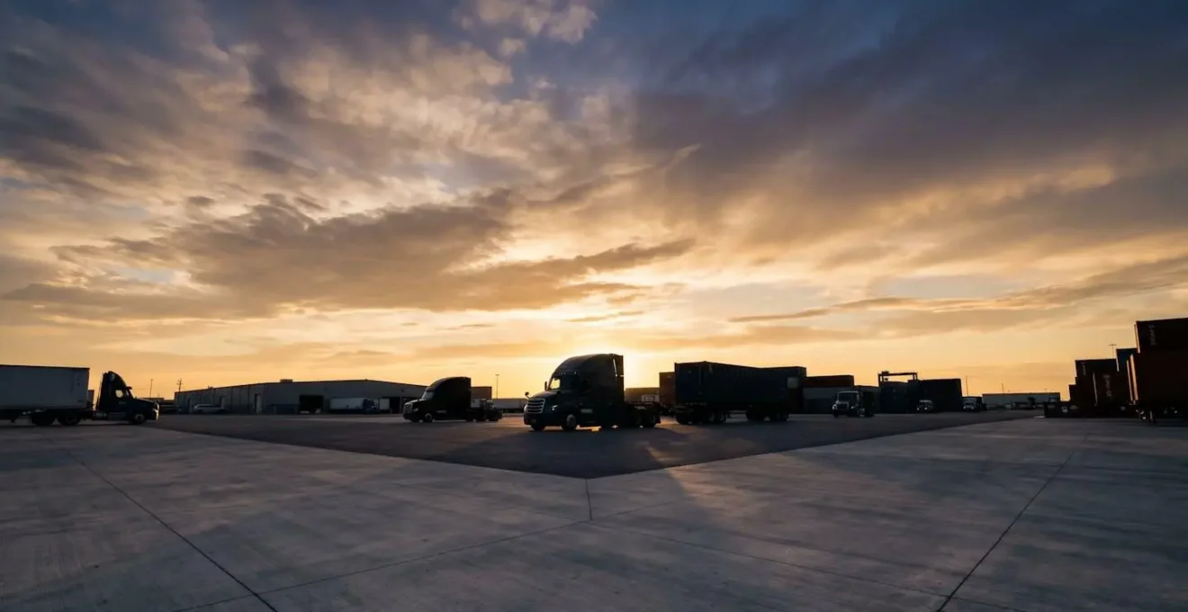 Wide environmental view representing the gradual transition in battery technology adoption across commercial fleets