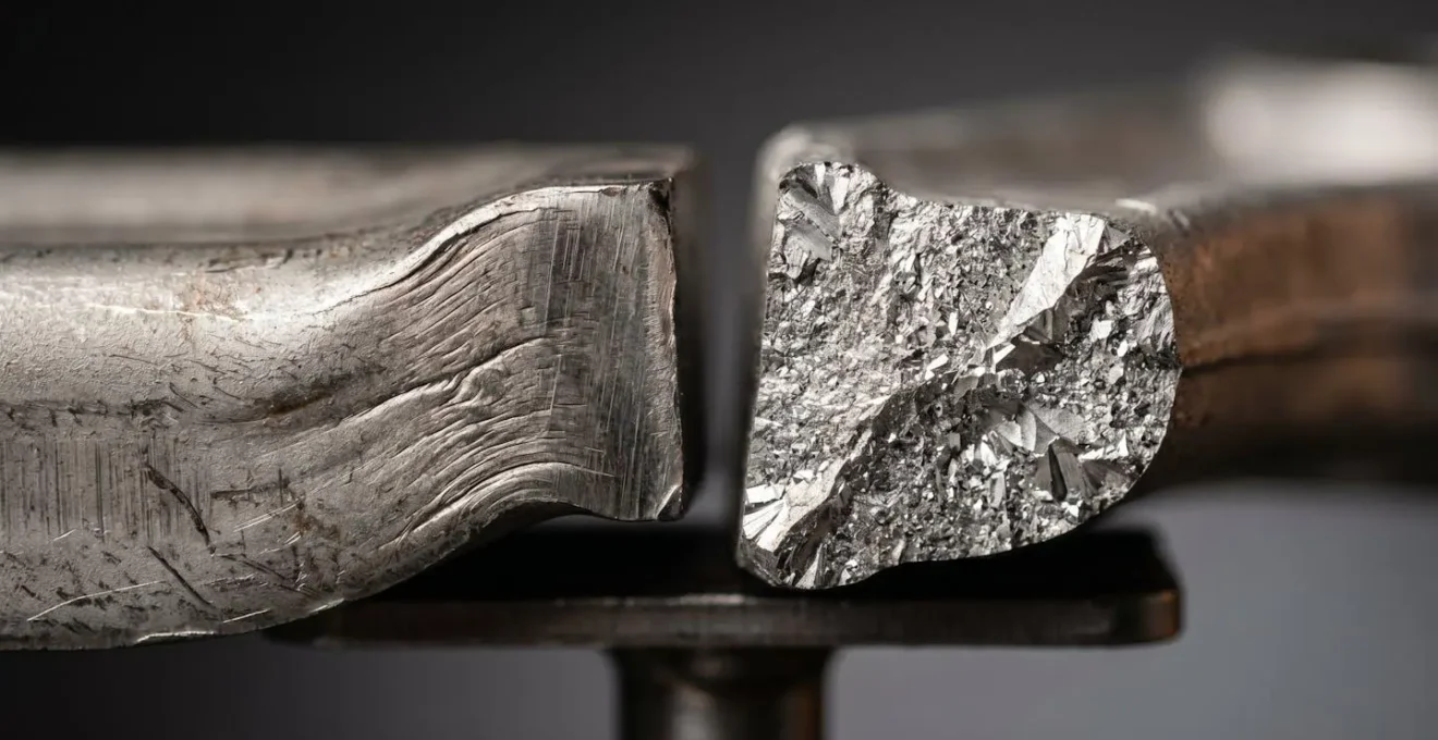 Close-up comparison showing the different failure modes of steel versus aluminum control arms under stress