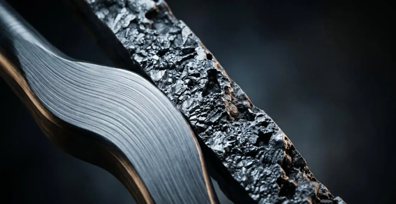 Detailed macro view showing the contrasting internal grain structures between forged and cast metal tie rod components