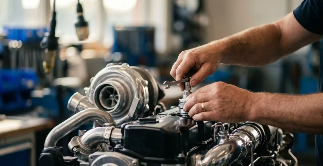 Modern high-performance diesel engine showing clean emissions technology integration