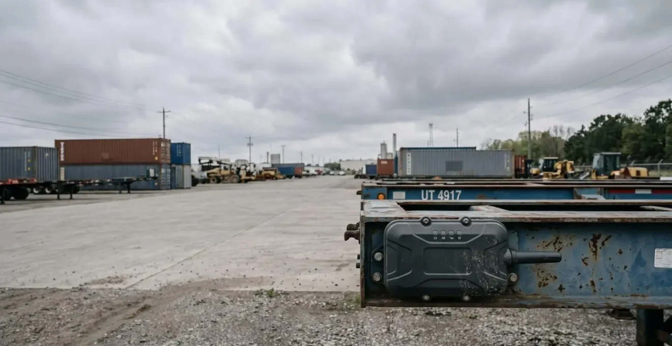 Rugged GPS tracking device with extended battery system for trailer monitoring in outdoor storage environment
