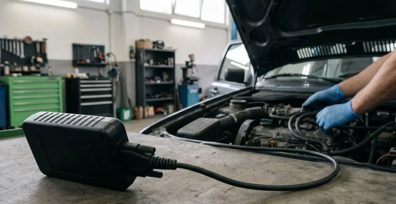 OBD2 diagnostic scanner displaying fuel trim data for vacuum leak detection