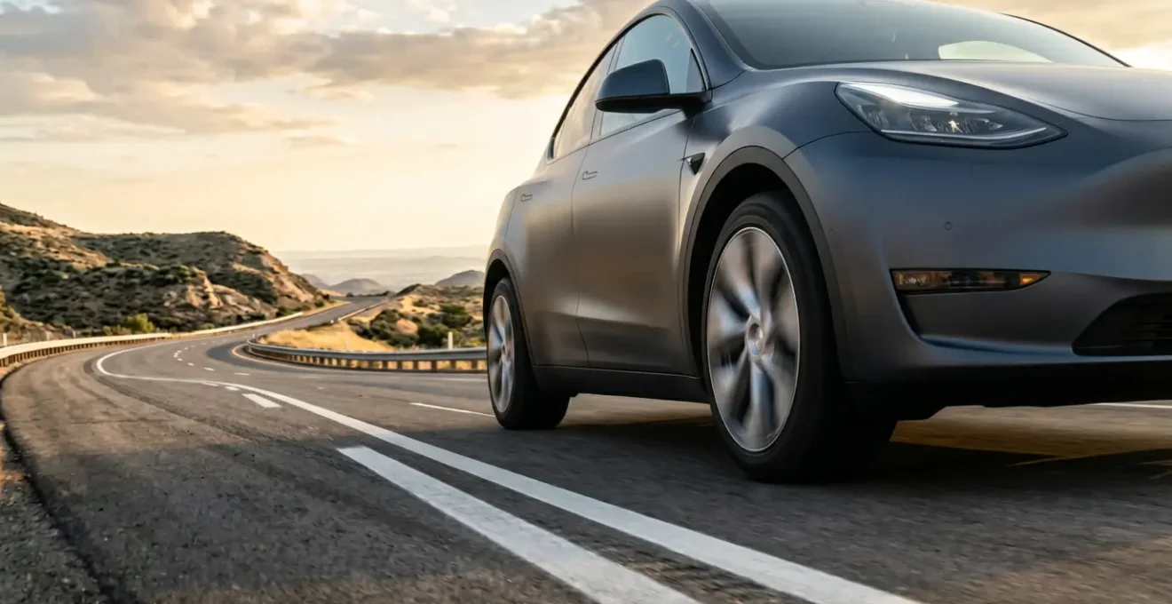 Advanced driver assistance system sensors operating on highway demonstrating autonomous emergency braking technology