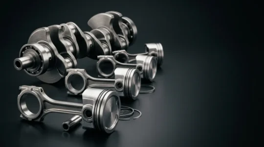 High-precision automotive engine components arranged to demonstrate extended durability and longevity