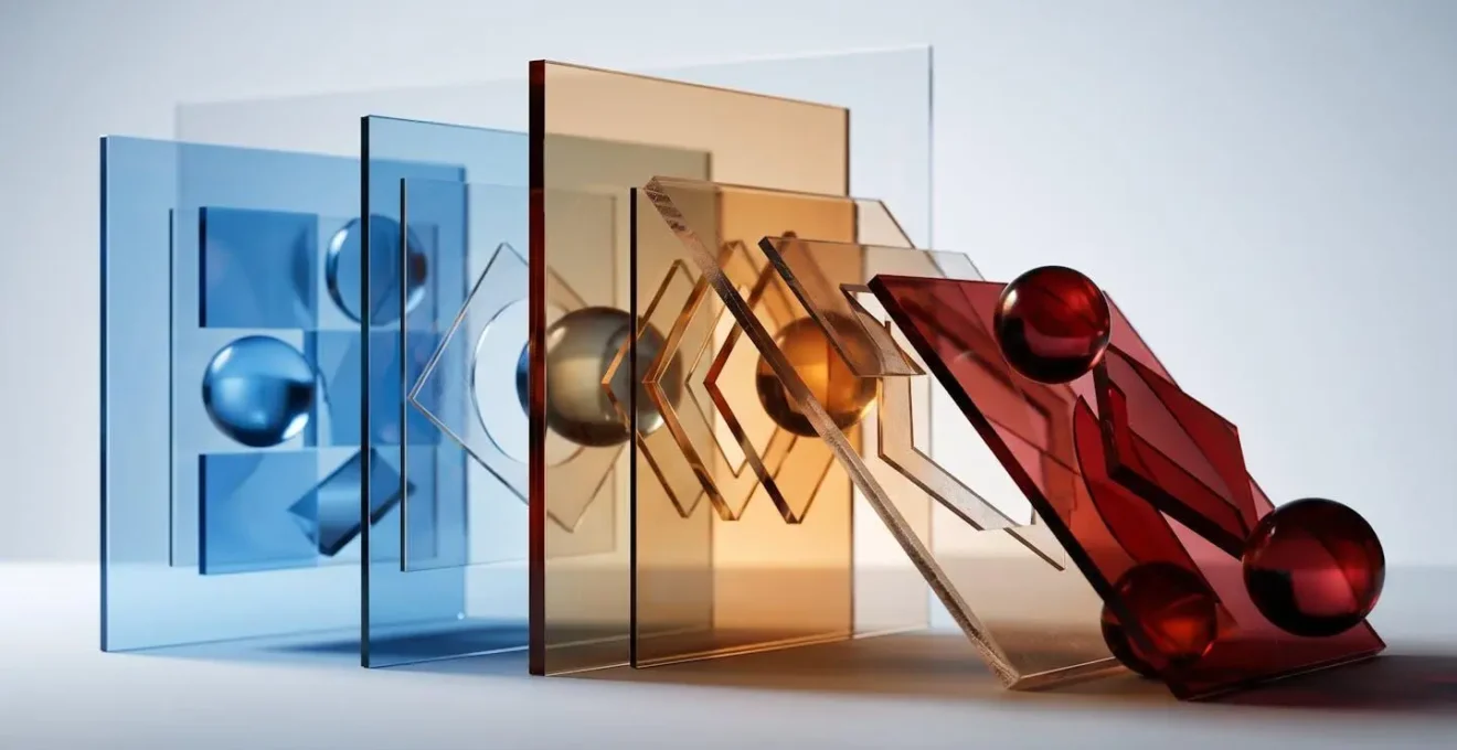Abstract visual representation of cascading risk factors through layered geometric shapes and flowing data streams