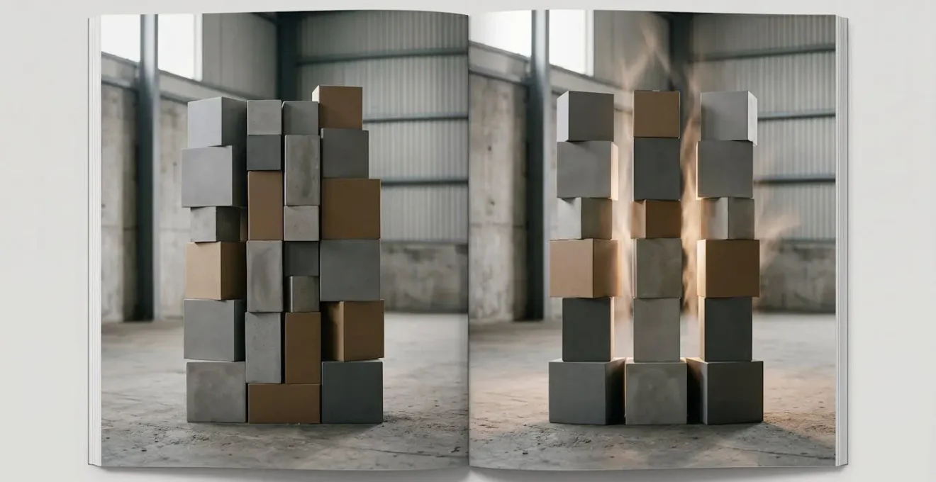 Symbolic representation of proper versus improper pallet stacking showing airflow and thermal management principles