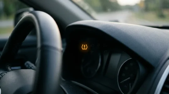 TPMS warning light illuminated on vehicle dashboard indicating low tire pressure despite tires appearing properly inflated